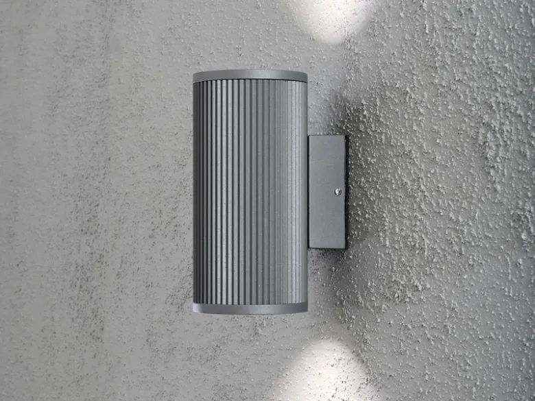 2er SET Außenwandlampen Up & Downlight Aluminium Grau, H 20,5cm