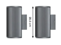 2er SET Außenwandlampen Up & Downlight Aluminium Grau, H 20,5cm