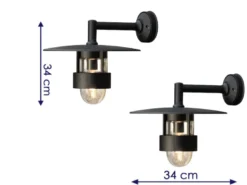 2er Set Außenwandleuchte FREJA, Alu schwarz, H 40cm, Hausbeleuchtung modern