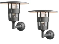 2er Set Außenwandleuchte / Laterne FREJA, Alu schwarz, Hausbeleuchtung modern