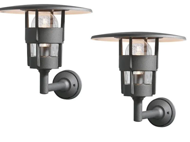 2er Set Außenwandleuchte / Laterne FREJA, Alu schwarz, Hausbeleuchtung modern