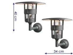 2er Set Außenwandleuchte / Laterne FREJA, Alu schwarz, Hausbeleuchtung modern
