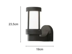 2er SET Außenwandleuchten aus Aluminium Schwarz mit Acrylglas, Höhe 23,5cm