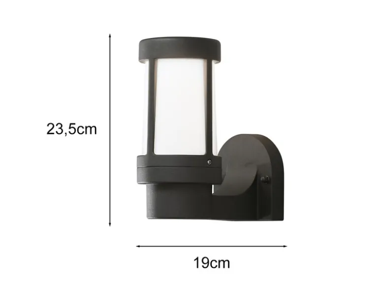 2er SET Außenwandleuchten aus Aluminium Schwarz mit Acrylglas, Höhe 23,5cm