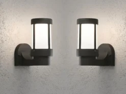 2er SET Außenwandleuchten aus Aluminium Schwarz mit Acrylglas, Höhe 23,5cm