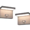 2er SET Außenwandleuchten mit Solar und Strom Hybrid mit Bewegungsmelder B: 18cm