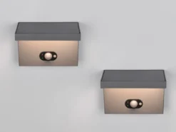 2er SET Außenwandleuchten mit Solar und Strom Hybrid mit Bewegungsmelder B: 18cm