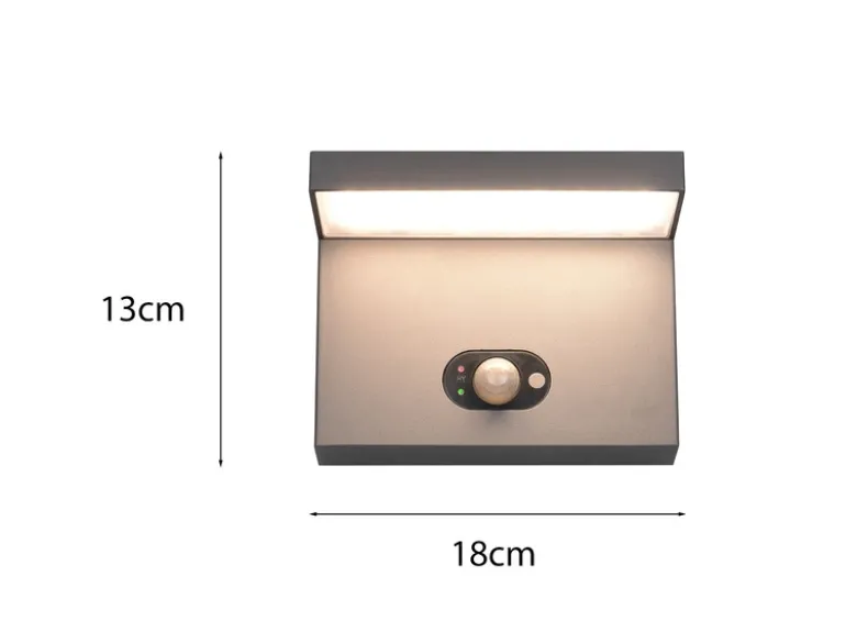 2er SET Außenwandleuchten mit Solar und Strom Hybrid mit Bewegungsmelder B: 18cm
