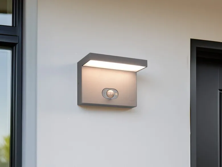 2er SET Außenwandleuchten mit Solar und Strom Hybrid mit Bewegungsmelder B: 18cm