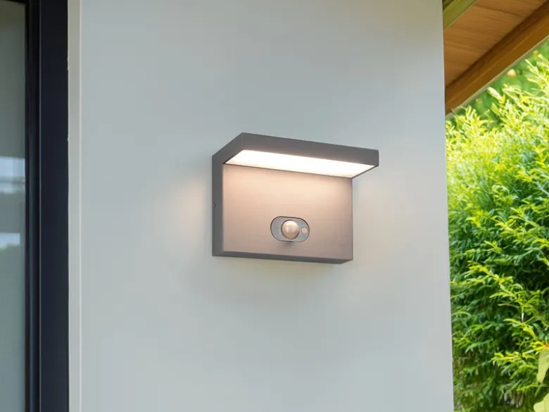 2er SET Außenwandleuchten mit Solar und Strom Hybrid mit Bewegungsmelder B: 18cm