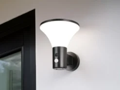 2er SET Außenwandleuchten mit Solar und Strom, Hybrid mit Bewegungsmelder