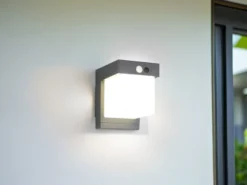 2er SET Außenwandleuchten mit Solar und Strom, Hybrid mit Bewegungsmelder