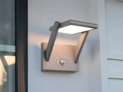 2er SET Außenwandleuchten mit Solar und Strom, Hybrid mit Bewegungsmelder