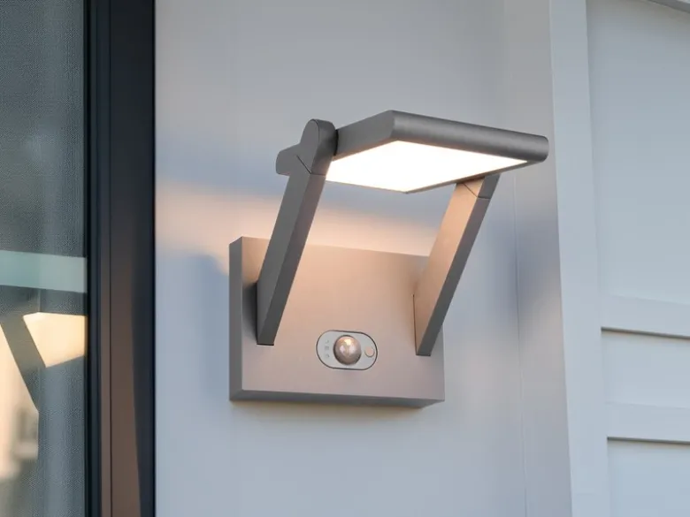 2er SET Außenwandleuchten mit Solar und Strom, Hybrid mit Bewegungsmelder