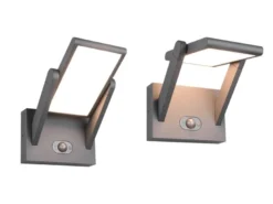 2er SET Außenwandleuchten mit Solar und Strom, Hybrid mit Bewegungsmelder