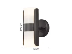 2er Set Außenwandleuchten MODENA schwarz opal, Uplight / Downlight, IP54