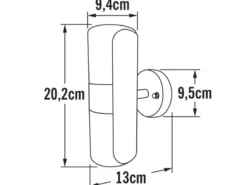 2er Set Außenwandleuchten MODENA schwarz opal, Uplight / Downlight, IP54