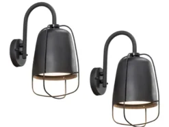 2er-Set Außenwandleuchten PERUGIA, Aluminium schwarz, E27, IP44
