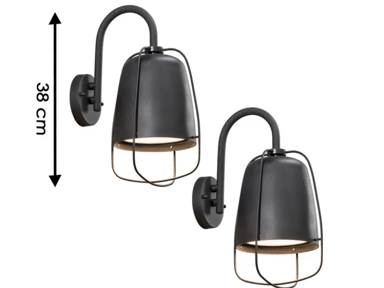 2er-Set Außenwandleuchten PERUGIA, Aluminium schwarz, E27, IP44