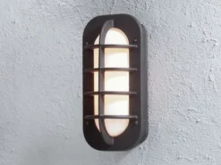 2er Set Außenwandleuchte / Wandlampe LOKE, Alu schwarz lackiert, Acrylglas opal