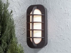 2er Set Außenwandleuchte / Wandlampe LOKE, Alu schwarz lackiert, Acrylglas opal