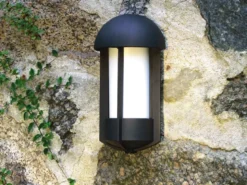 2er Set Außenwandleuchte / Wandlampe TYR, Alu schwarz lackiert, Acrylglas opal