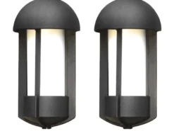 2er Set Außenwandleuchte / Wandlampe TYR, Alu schwarz lackiert, Acrylglas opal