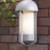 2er Set Außenwandleuchte / Wandlampe TYR, Alu silber lackiert, Acrylglas opal