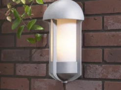 2er Set Außenwandleuchte / Wandlampe TYR, Alu silber lackiert, Acrylglas opal