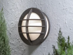 2er Set Außenwandleuchte / Wandlampe ODEN 31cm, Alu schwarz, Acrylglas weiß