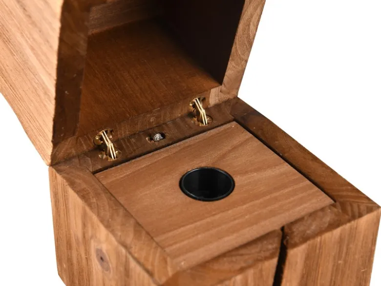2-er SET aufklappbare LED Tischleuchten aus Holz Natur, Höhe 16cm