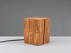 2-er SET aufklappbare LED Tischleuchten aus Holz Natur, Höhe 16cm