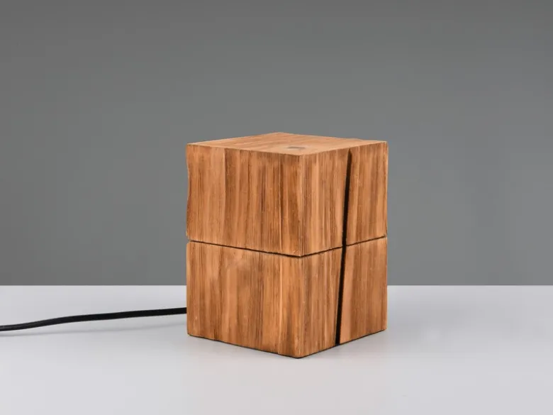 2-er SET aufklappbare LED Tischleuchten aus Holz Natur, Höhe 16cm