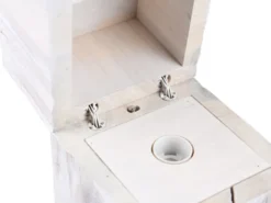 2-er SET aufklappbare LED Tischleuchten aus Holz Weiß & Schwarz, Höhe 16cm