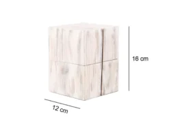 2-er SET aufklappbare LED Tischleuchten aus Holz Weiß, Höhe 16cm