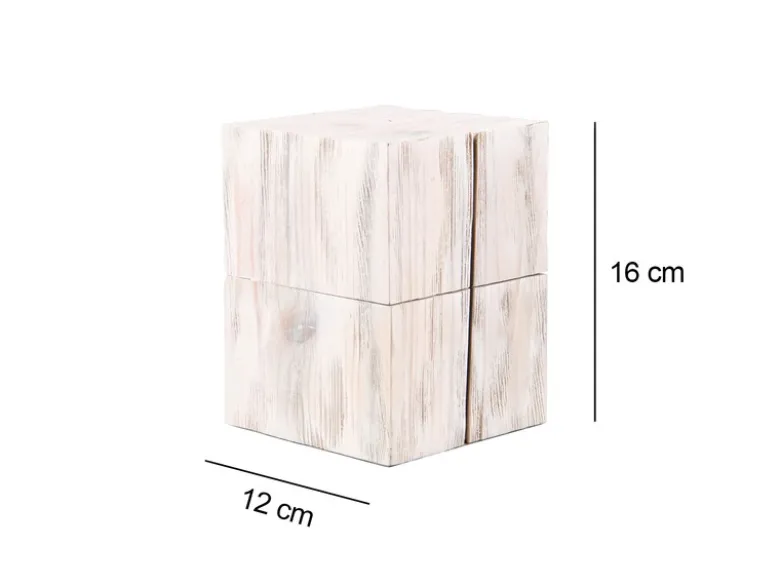 2-er SET aufklappbare LED Tischleuchten aus Holz Weiß, Höhe 16cm
