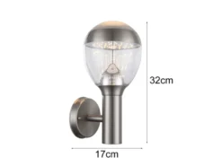2er Set ausgefallene LED Außenwandleuchten aus Edelstahl in Silber, Höhe 32cm