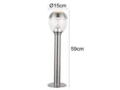 2er Set ausgefallene LED Wegeleuchten aus Edelstahl in Silber, Höhe 59cm