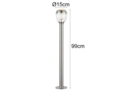2er Set ausgefallene LED Wegeleuchten aus Edelstahl in Silber, Höhe 99cm