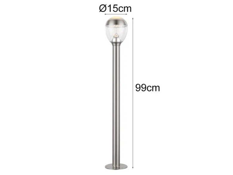 2er Set ausgefallene LED Wegeleuchten aus Edelstahl in Silber, Höhe 99cm