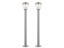 2er Set ausgefallene LED Wegeleuchten aus Edelstahl in Silber, Höhe 99cm