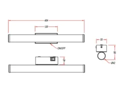 2er SET Bad Spiegelleuchten mit Schalter, Licht neutralweiß, Breite 40cm