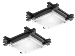 2er Set Deckenleuchte EDISON mit Holzrahmen und Glas, Quadrat 27cm