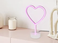 2er SET Deko LED Tischleuchte Herz, Batterie- oder USB betrieben, Höhe 30cm