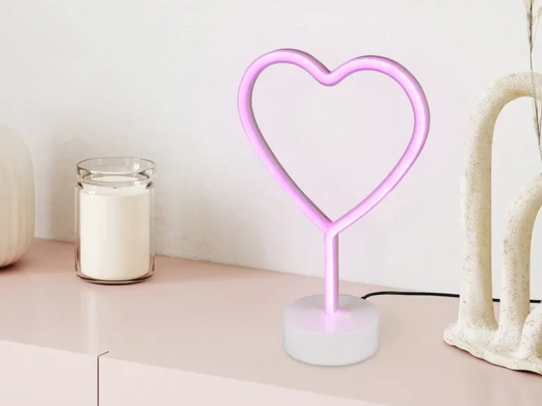 2er SET Deko LED Tischleuchte Herz, Batterie- oder USB betrieben, Höhe 30cm