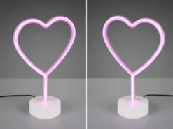 2er SET Deko LED Tischleuchte Herz, Batterie- oder USB betrieben, Höhe 30cm