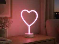 2er SET Deko LED Tischleuchte Herz, Batterie- oder USB betrieben, Höhe 30cm