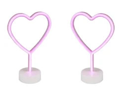 2er SET Deko LED Tischleuchte Herz, Batterie- oder USB betrieben, Höhe 30cm