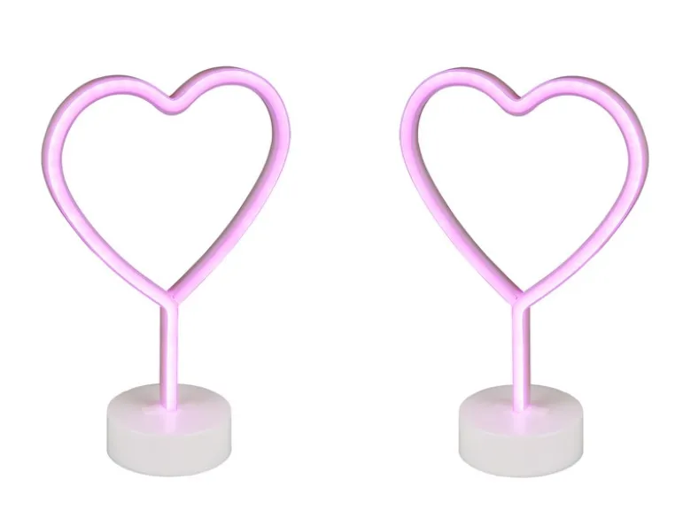 2er SET Deko LED Tischleuchte Herz, Batterie- oder USB betrieben, Höhe 30cm