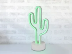 2er SET Deko LED Tischleuchte Kaktus Batterie- oder USB betrieben, Höhe 29cm